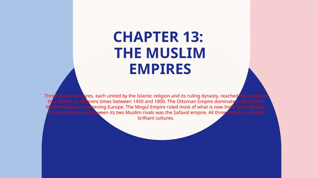 Chapter 13: the muslim empires Three Muslim