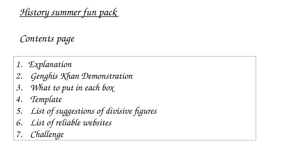 Explanation Genghis Khan Demonstration What to put - slide 1 of 8