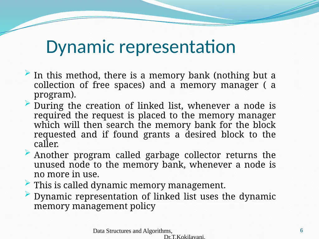 LINKED LIST Dr. T. Kokilavani Assistant Professor - slide 6 of 8