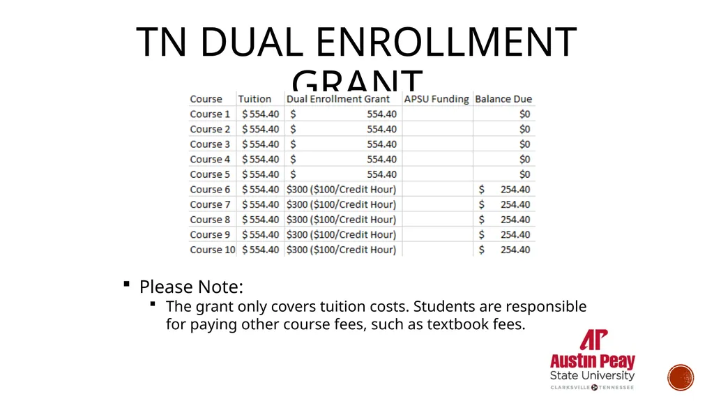 APSU Dual Enrollment Outline Overview Application - slide 14 of 17
