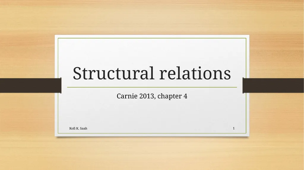 Structural relations Carnie 2013, chapter 4 Kofi