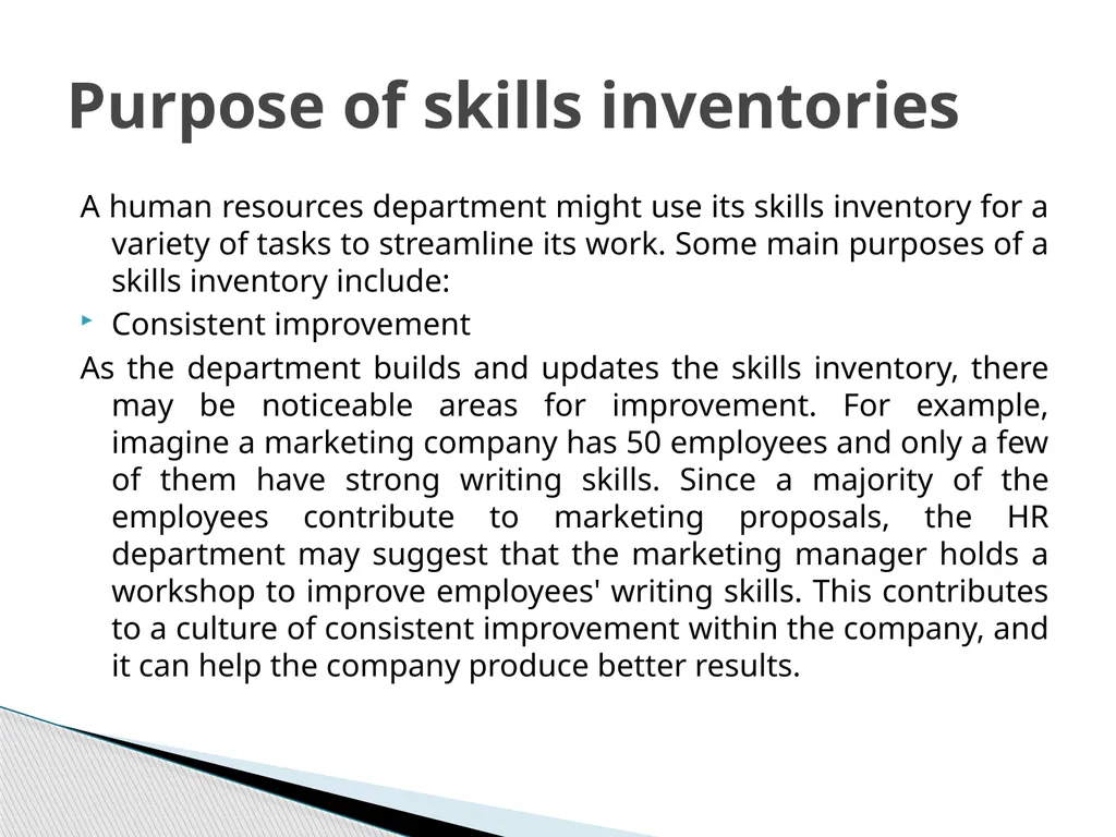 What is skills inventory in human resources? A - slide 3 of 6