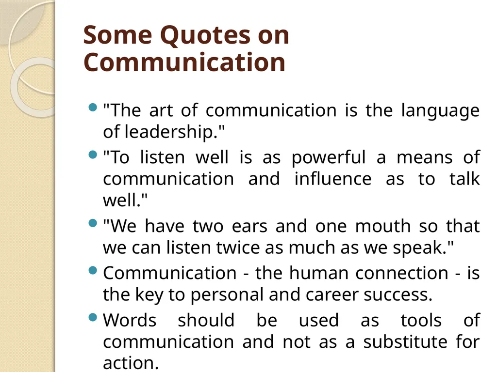 Communication Skills Some Quotes on Communication - slide 2 of 36