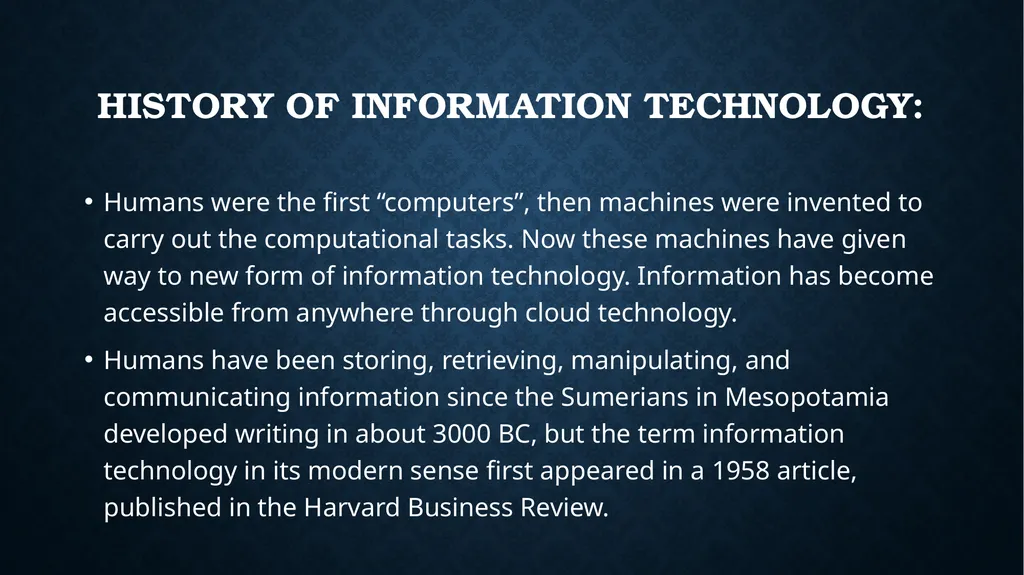 Lecture two: Information Technology Contents: - slide 7 of 7