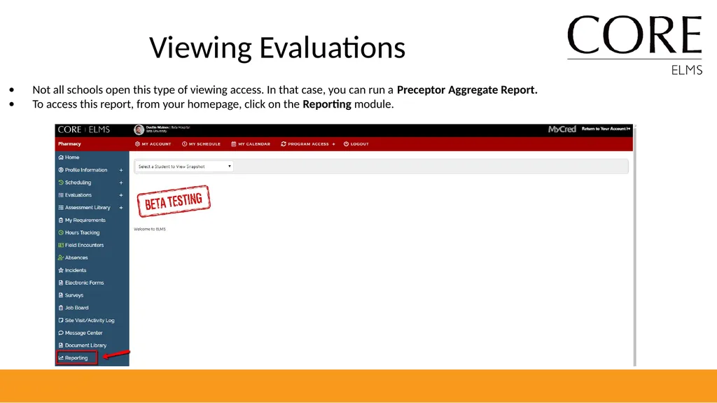 Preceptor Introduction to CORE ELMS Expect an - slide 12 of 16