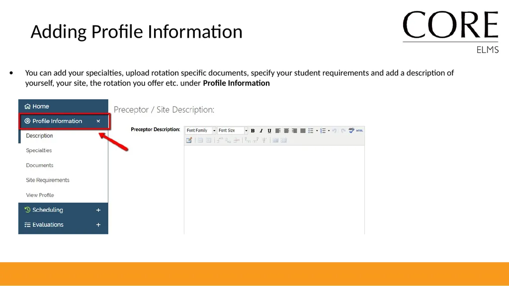 Preceptor Introduction to CORE ELMS Expect an - slide 5 of 16
