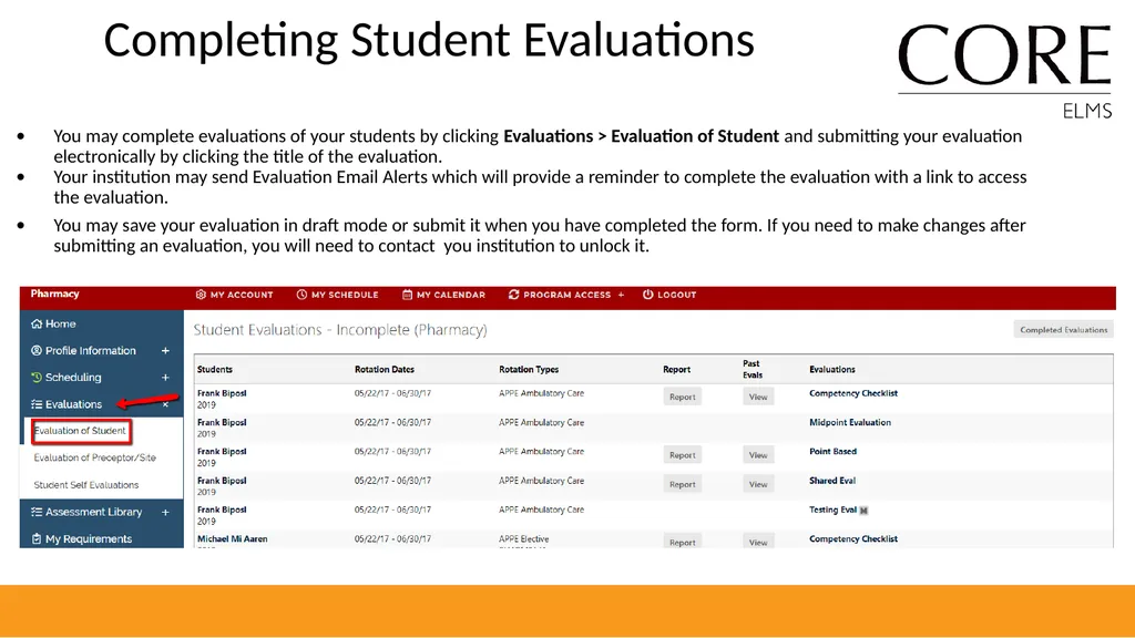 Preceptor Introduction to CORE ELMS Expect an - slide 10 of 16