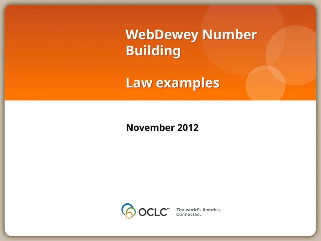 WebDewey Number Building Law examples November