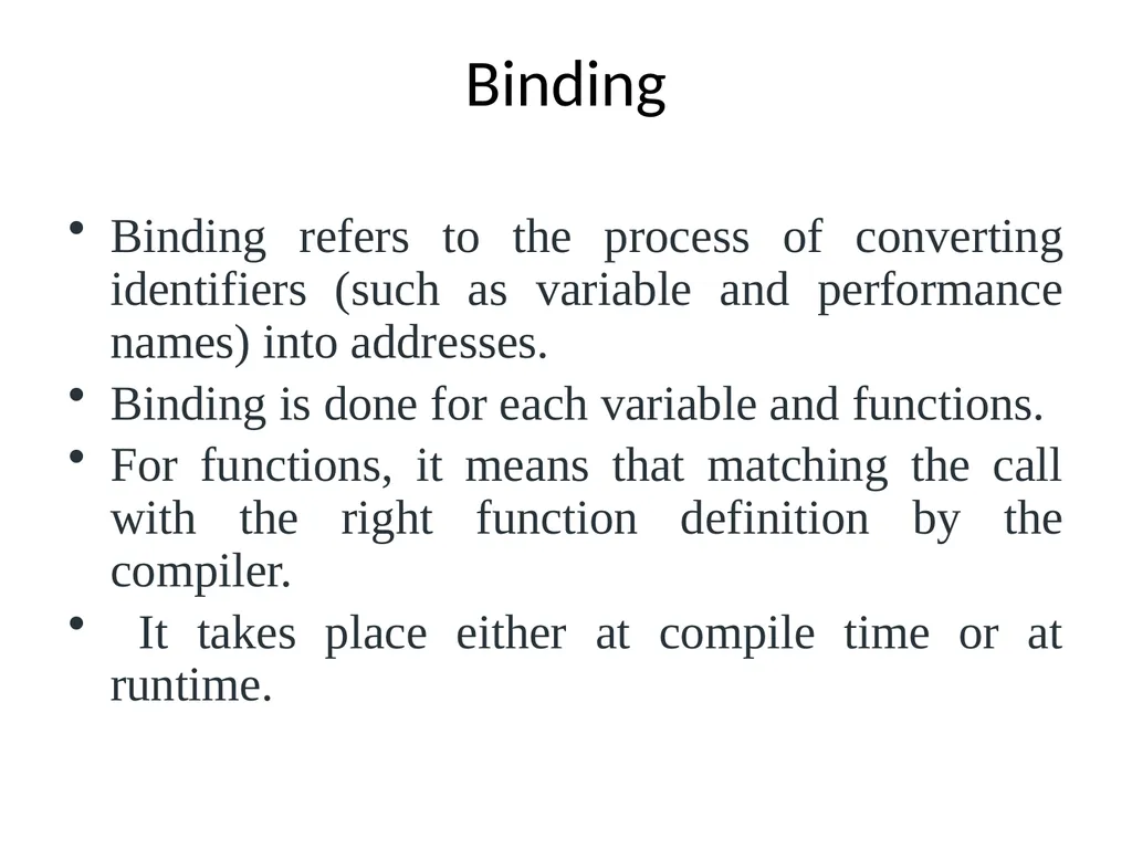 Virtual Functions Binding Binding refers to the - slide 2 of 32