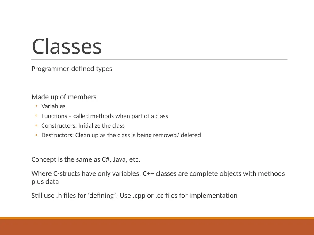 Intro to Classes in C++ Classes Programmer-defined - slide 2 of 26