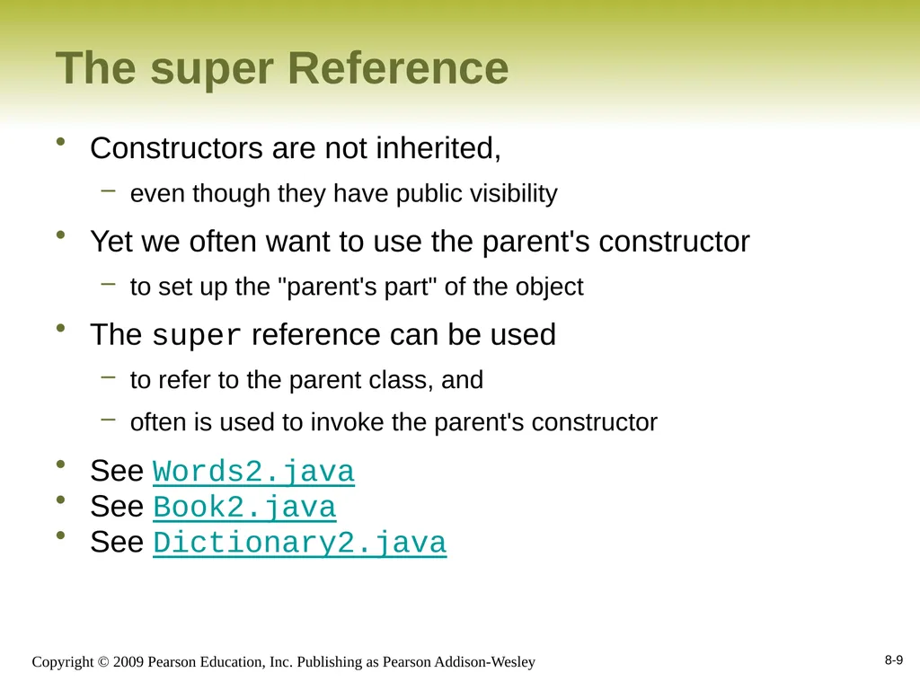Outline Creating Subclasses Overriding Methods - slide 9 of 28