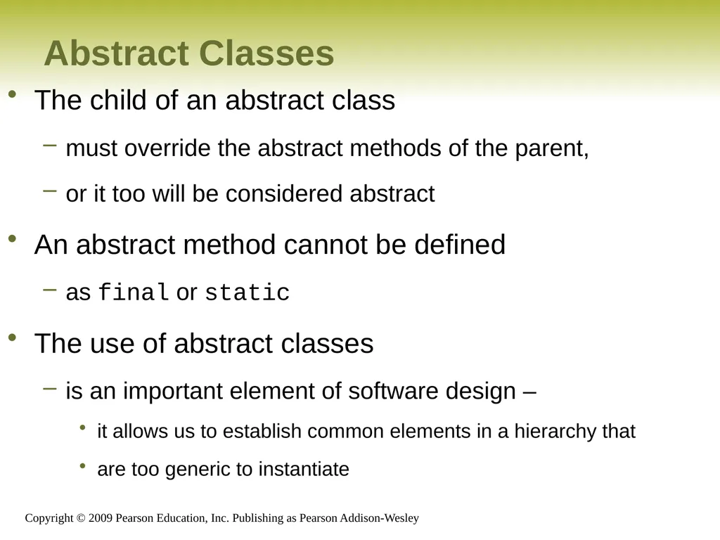 Outline Creating Subclasses Overriding Methods - slide 24 of 28