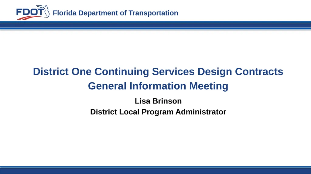 District One Continuing Services Design Contracts