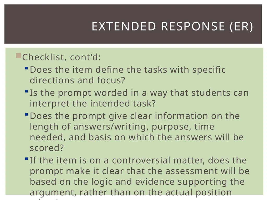 Item types Assessing item quality ELA Item TYPES 4 - slide 16 of 31