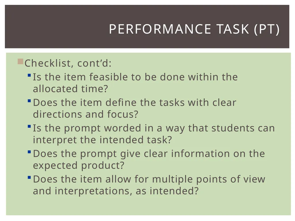 Item types Assessing item quality ELA Item TYPES 4 - slide 21 of 31