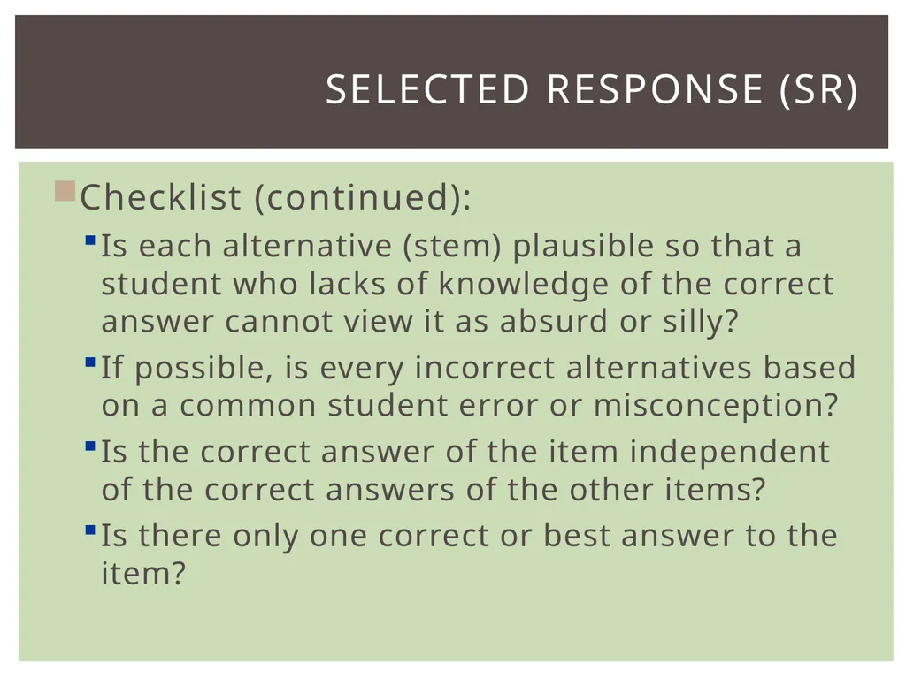 Item types Assessing item quality ELA Item TYPES 4 - slide 6 of 31
