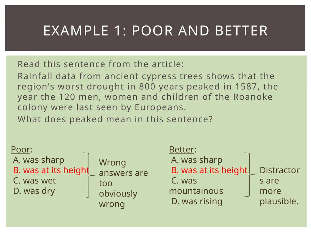 Item types Assessing item quality ELA Item TYPES 4 - slide 8 of 31