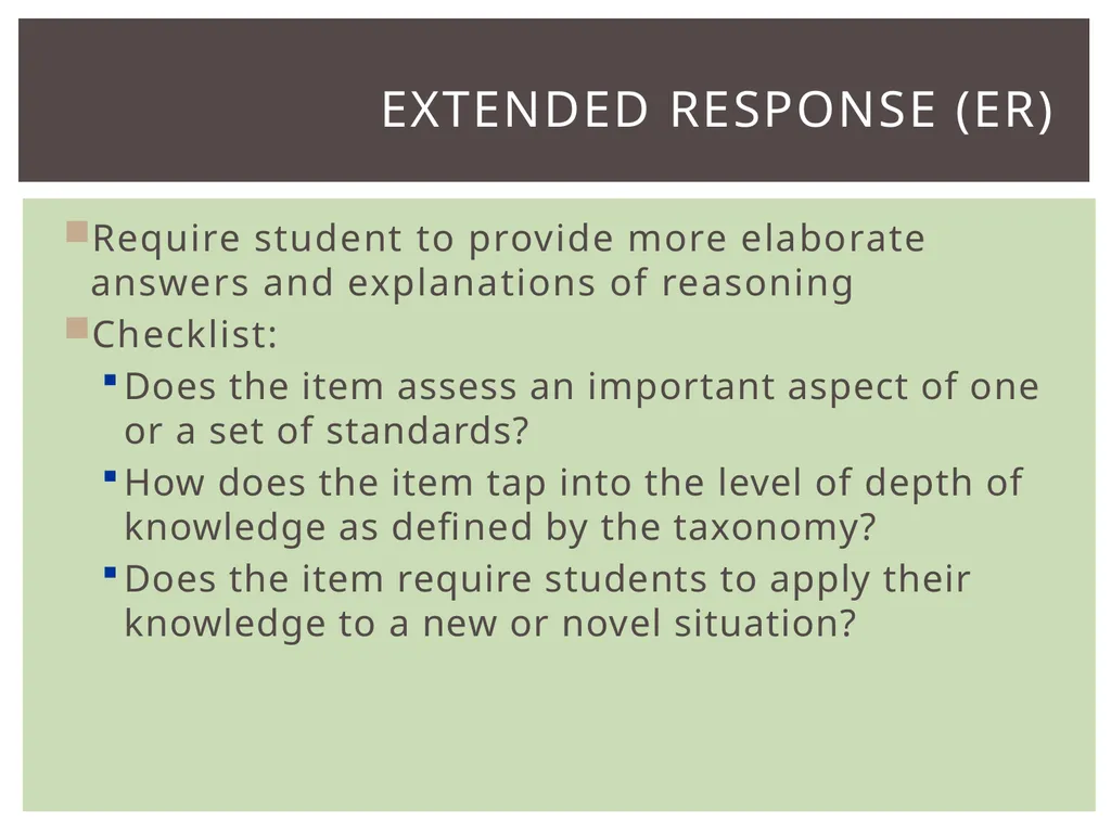 Item types Assessing item quality ELA Item TYPES 4 - slide 15 of 31