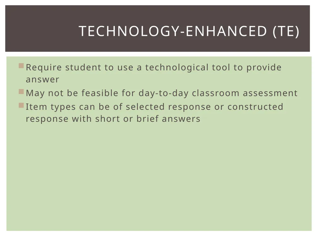 Item types Assessing item quality ELA Item TYPES 4 - slide 25 of 31