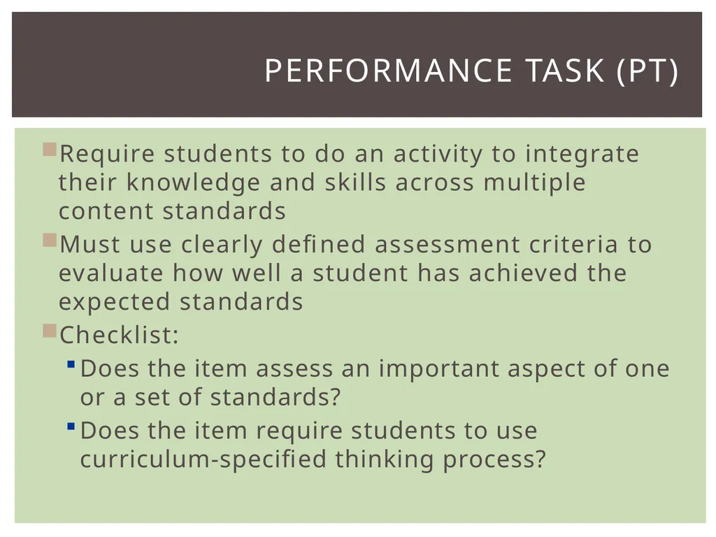 Item types Assessing item quality ELA Item TYPES 4 - slide 20 of 31