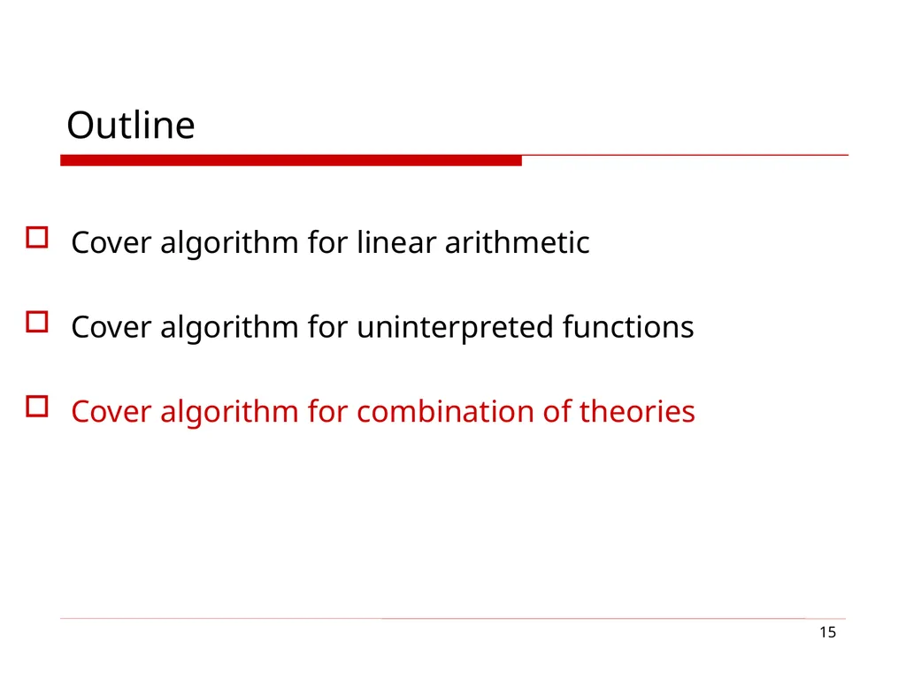 1 Cover Algorithms and Their Combination Sumit - slide 15 of 20