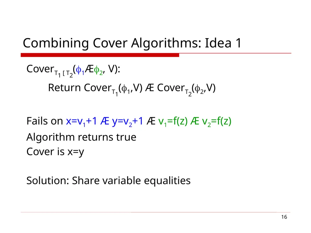 1 Cover Algorithms and Their Combination Sumit - slide 16 of 20