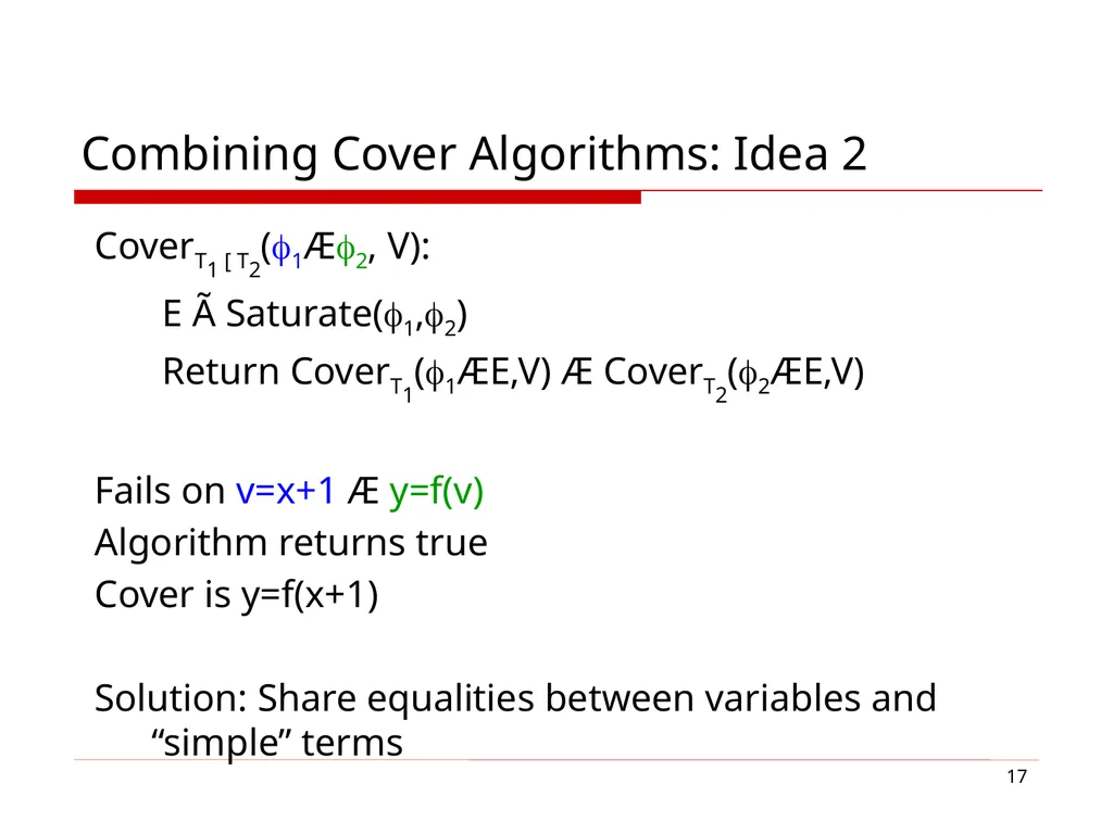 1 Cover Algorithms and Their Combination Sumit - slide 17 of 20