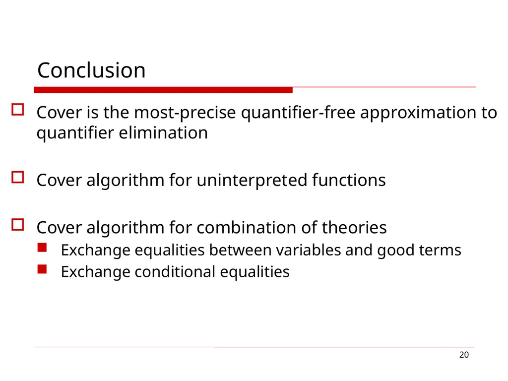 1 Cover Algorithms and Their Combination Sumit - slide 20 of 20