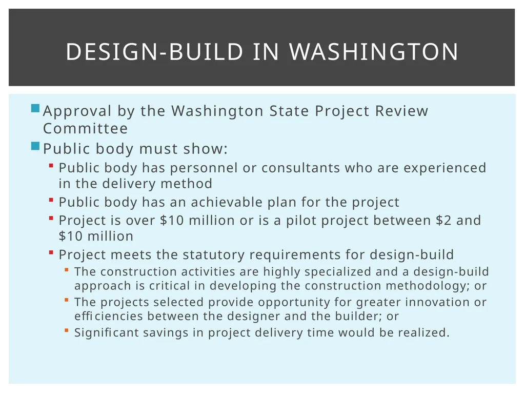 Design-Build Delivery Robynne Parkinson Thaxton - slide 10 of 23
