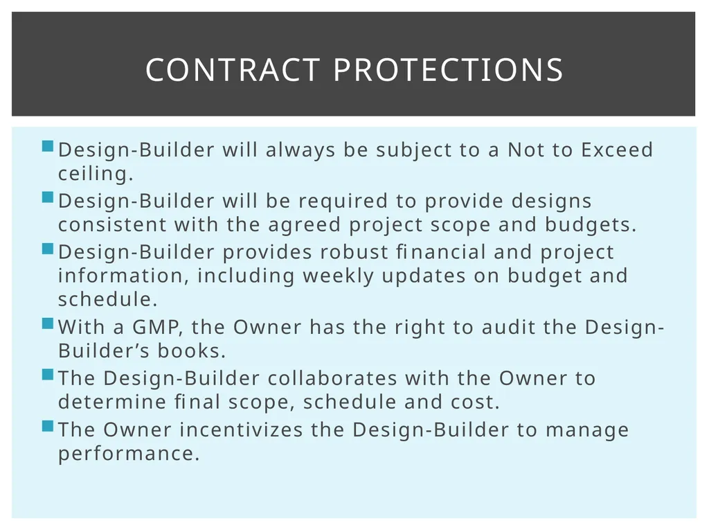 Design-Build Delivery Robynne Parkinson Thaxton - slide 19 of 23