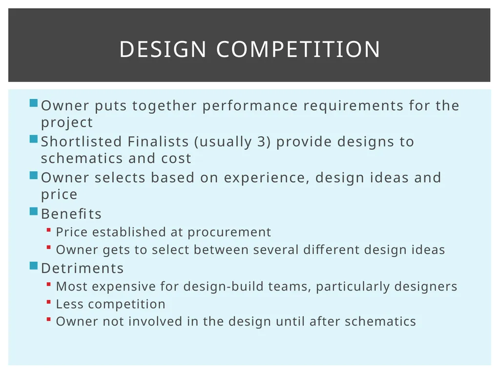 Design-Build Delivery Robynne Parkinson Thaxton - slide 14 of 23