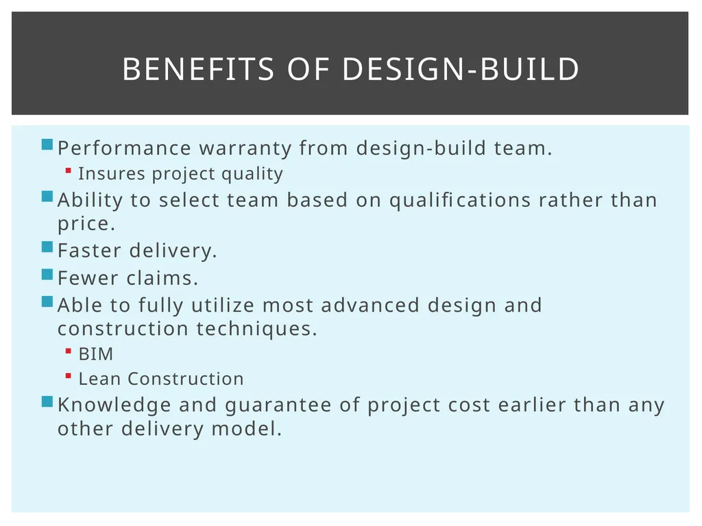 Design-Build Delivery Robynne Parkinson Thaxton - slide 5 of 23