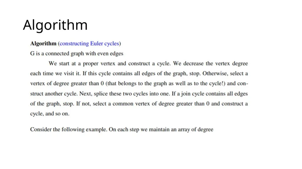 Eulerian and Hamilton Paths Eulerian cycles - slide 4 of 15