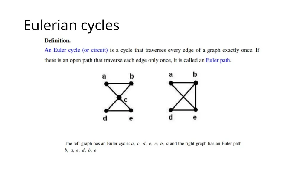Eulerian and Hamilton Paths Eulerian cycles - slide 2 of 15