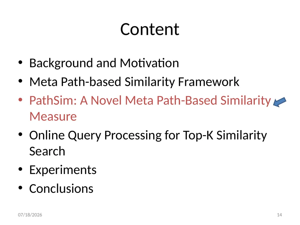 PathSim: Meta Path-Based Top-K Similarity Search - slide 14 of 40