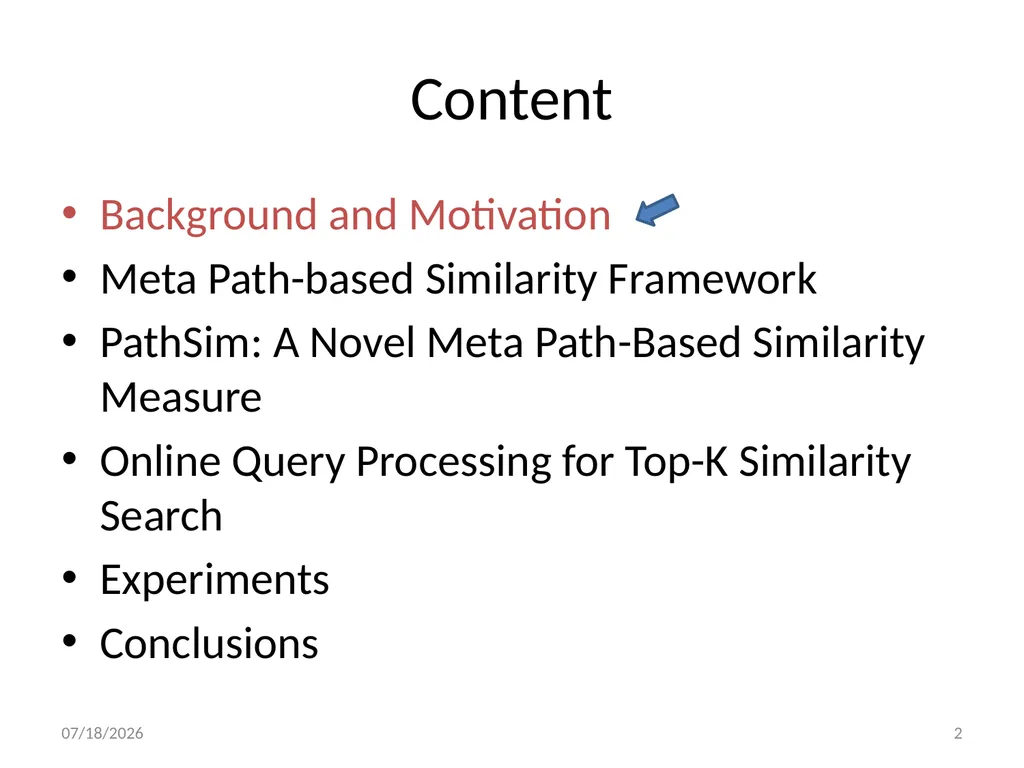 PathSim: Meta Path-Based Top-K Similarity Search - slide 2 of 40