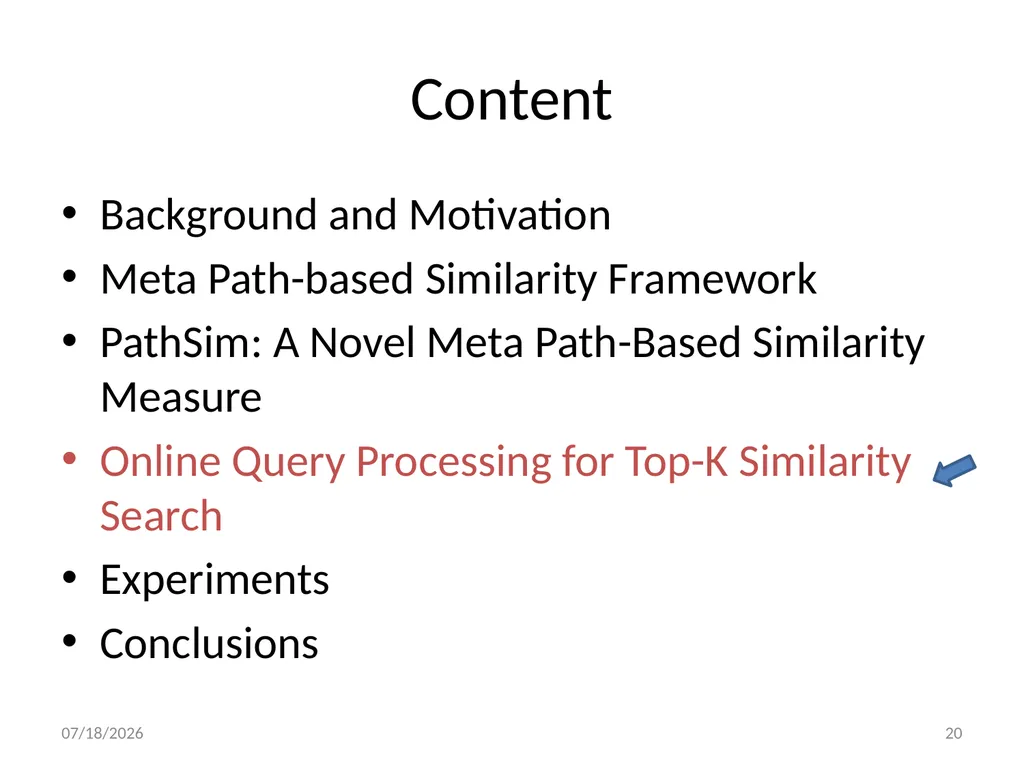 PathSim: Meta Path-Based Top-K Similarity Search - slide 20 of 40