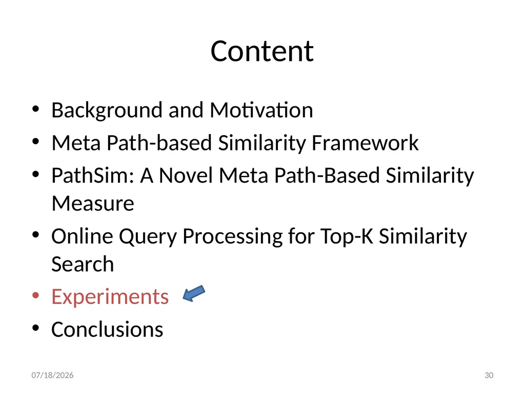 PathSim: Meta Path-Based Top-K Similarity Search - slide 30 of 40