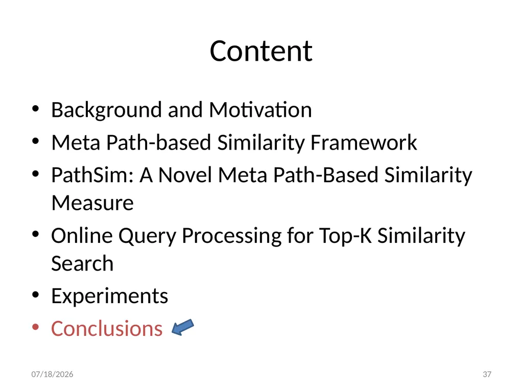 PathSim: Meta Path-Based Top-K Similarity Search - slide 37 of 40