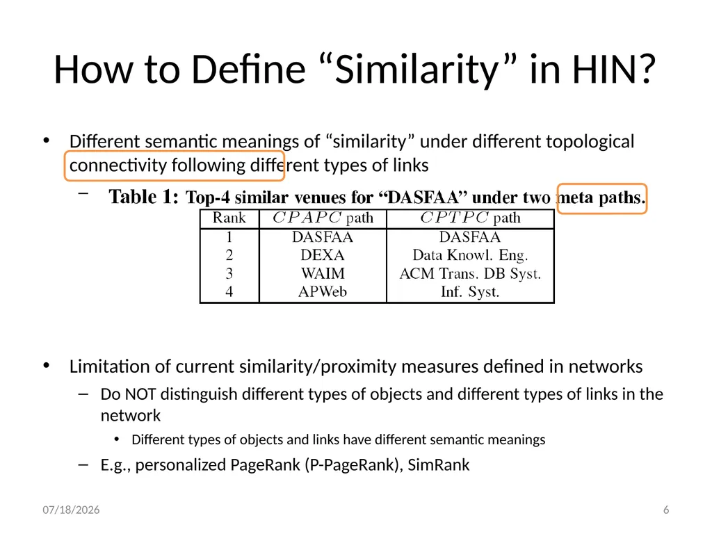 PathSim: Meta Path-Based Top-K Similarity Search - slide 6 of 40