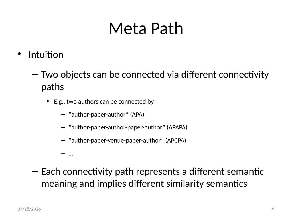 PathSim: Meta Path-Based Top-K Similarity Search - slide 9 of 40