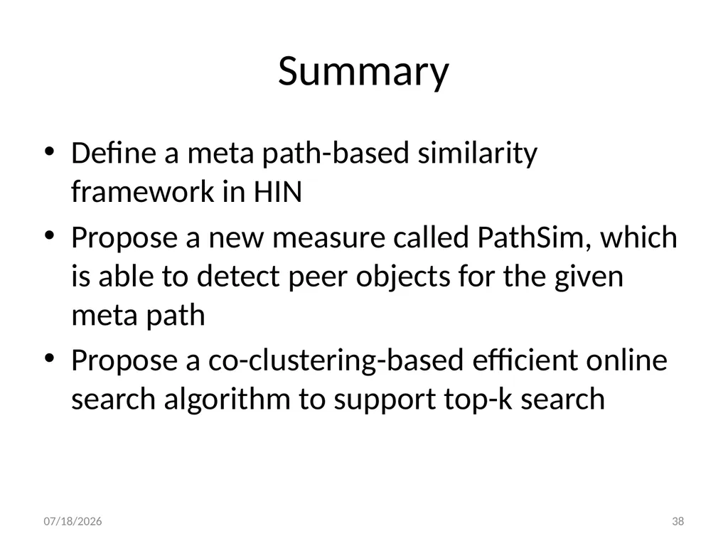 PathSim: Meta Path-Based Top-K Similarity Search - slide 38 of 40
