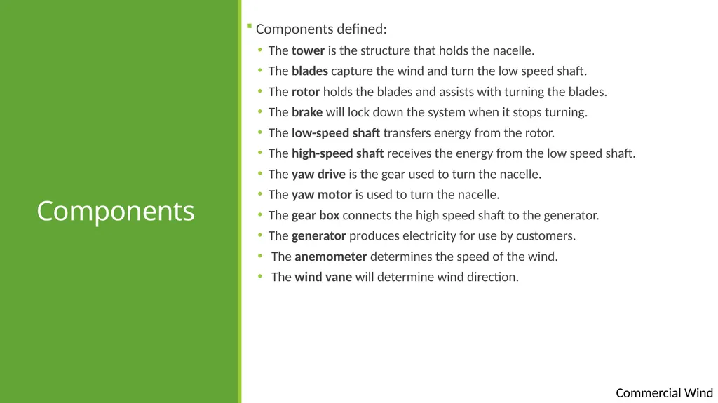 Commercial wind Commercial wind energy Except - slide 6 of 16