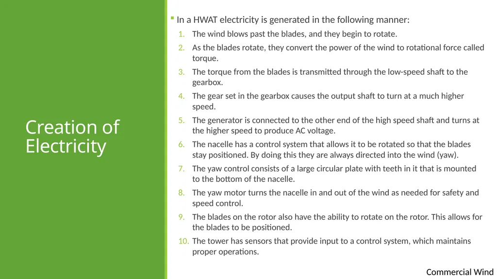 Commercial wind Commercial wind energy Except - slide 7 of 16