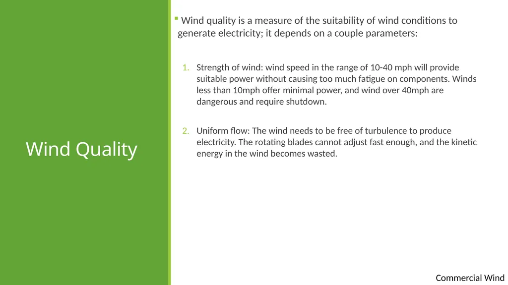 Commercial wind Commercial wind energy Except - slide 10 of 16