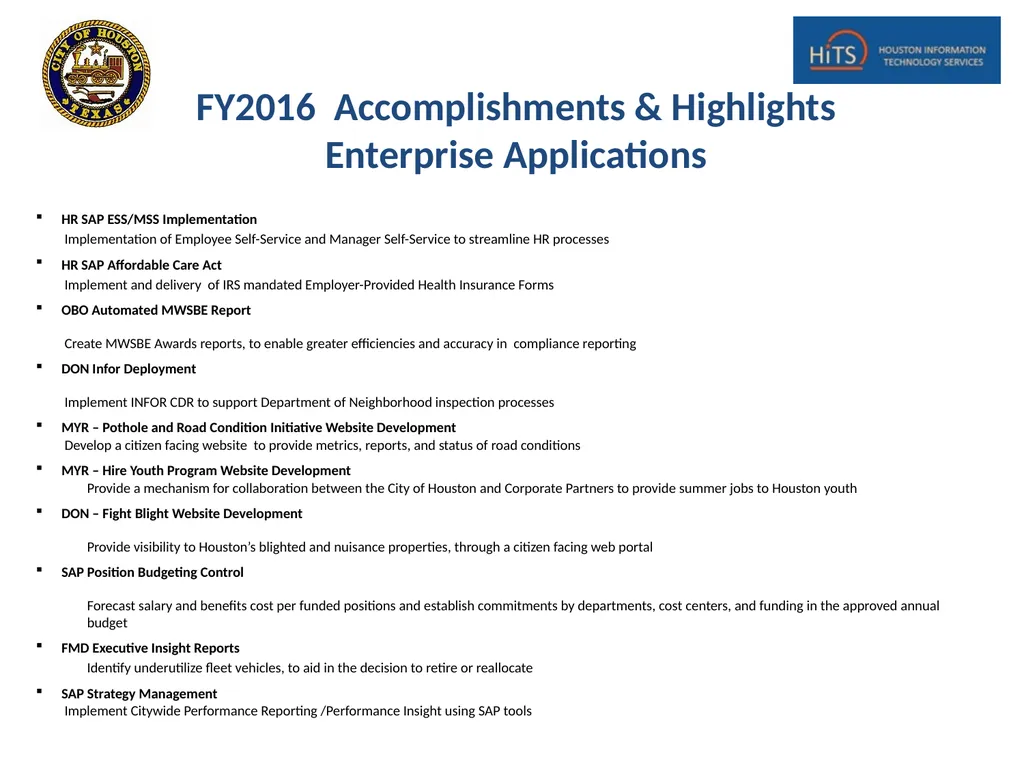 Houston Information Technology Services (HITS) - slide 4 of 18