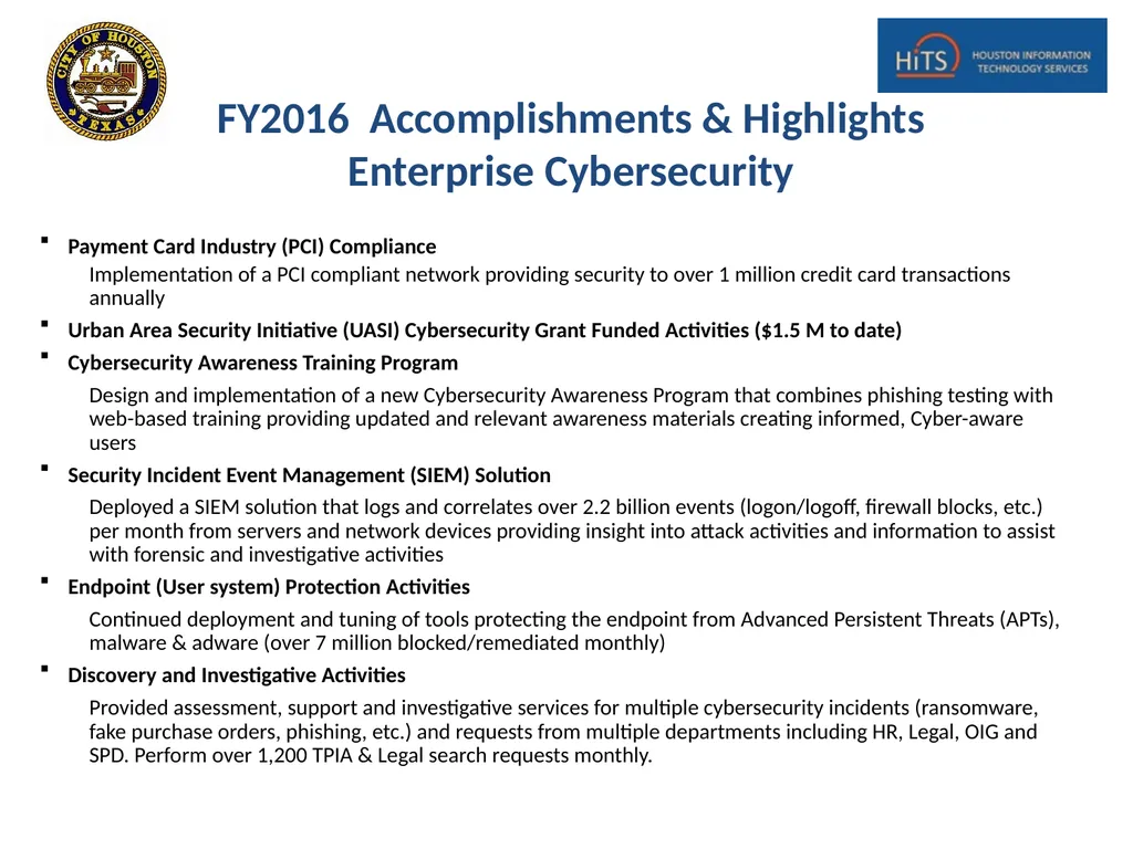 Houston Information Technology Services (HITS) - slide 5 of 18