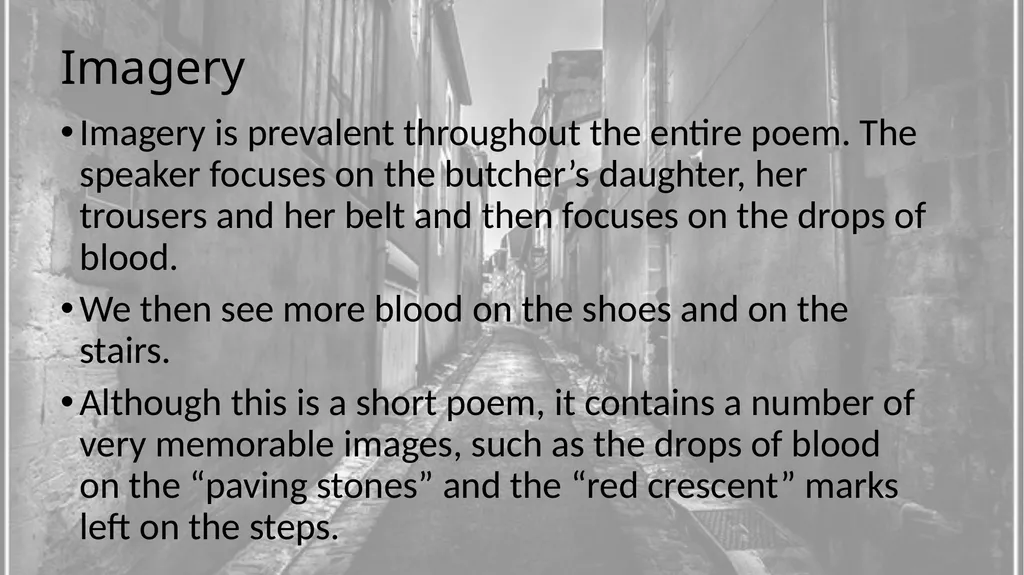 Street By Eiléan Ní Chuillenáin The poem tells of - slide 4 of 12