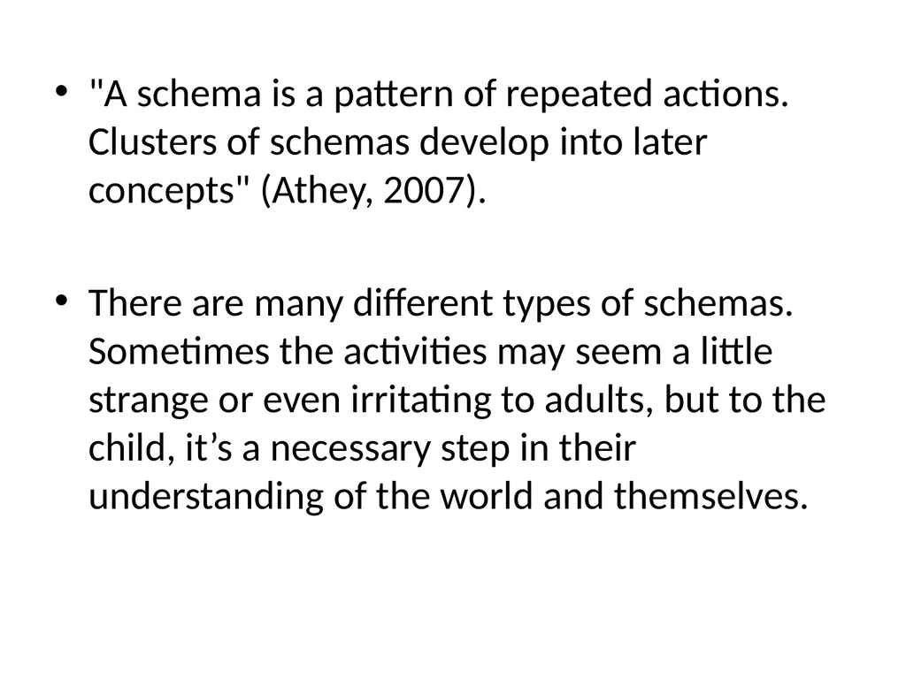 Schemas What are they? "A schema is a pattern of - slide 2 of 11