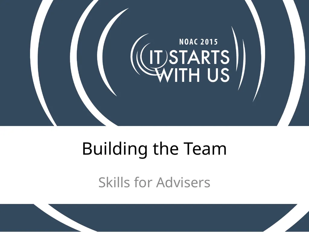Building the Team Skills for Advisers Session - slide 1 of 31